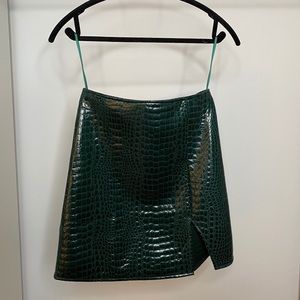 Motel Dark Green Faux Snakeskin Mini Skirt